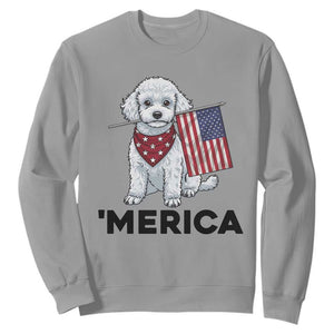 Merica Poodle Mom Dad Patriotic Gift Sweatshirt 4th Of July Pride TS12 Sport Gray Print Your Wear