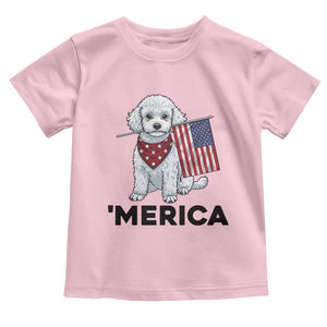 Merica Poodle Mom Dad Patriotic Gift Toddler T Shirt 4th Of July Pride