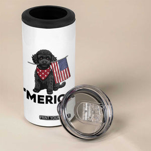 Merica Poodle Dog Lover Gift 4 in 1 Can Cooler Tumbler Patriotic 4th Of July