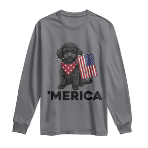 Merica Poodle Dog Lover Gift Long Sleeve Shirt Patriotic 4th Of July
