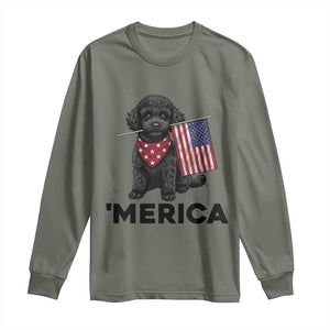 Merica Poodle Dog Lover Gift Long Sleeve Shirt Patriotic 4th Of July