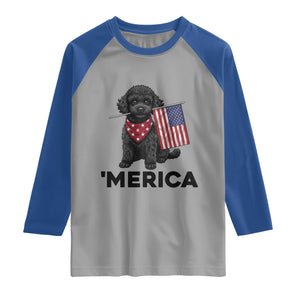 Merica Poodle Dog Lover Gift Raglan Shirt Patriotic 4th Of July