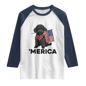 Merica Poodle Dog Lover Gift Raglan Shirt Patriotic 4th Of July