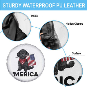 Merica Poodle Dog Lover Gift Spare Tire Cover Patriotic 4th Of July
