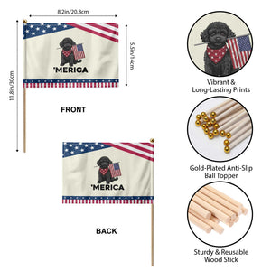 Merica Poodle Dog Lover Gift Patriotic Handheld Flag 4th Of July
