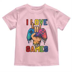 I Love Games Colorful Gamer Controller Gift Toddler T Shirt TS12 Light Pink Print Your Wear