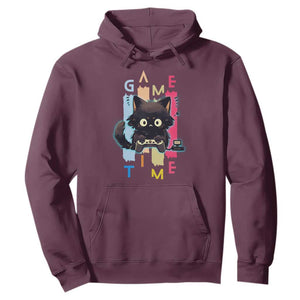 Game Time Hoodie Cute Black Cat Gamer Lover Gift TS12 Maroon Print Your Wear