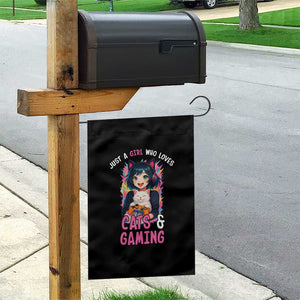 Just A Girl Who Loves Cats And Gaming Garden Flag Cute Gamer Gift TS12 Print Your Wear