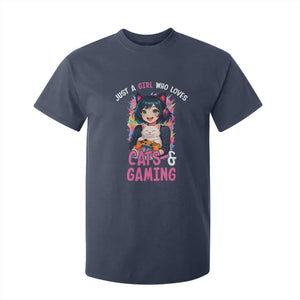 Just A Girl Who Loves Cats And Gaming T Shirt For Kid Cute Gamer Gift TS12 Navy Print Your Wear