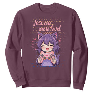 Just One More Game Sweatshirt Cute Girl Playing Game Humor Gift TS12 Maroon Print Your Wear