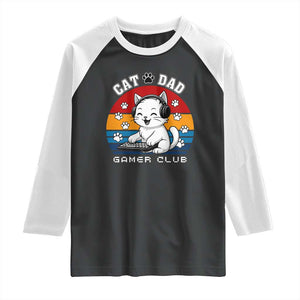 Funny Cat Dad Gamer Club Raglan Shirt Gamer Cat Lover Gift TS12 Black White Print Your Wear