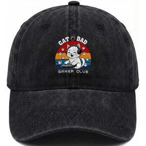 Funny Cat Dad Gamer Club Washed Cotton Baseball Cap Gamer Cat Lover Gift TS12 Print Your Wear