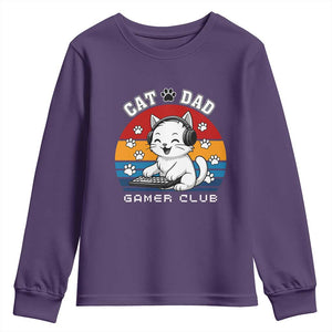 Funny Cat Dad Gamer Club Youth Sweatshirt Gamer Cat Lover Gift TS12 Purple Print Your Wear