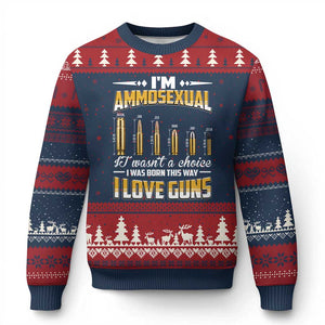 Funny Im Ammosexual Ugly Christmas Sweater Second Amendment Patriotic Freedom Graphic