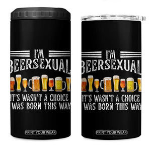 Funny Im Beersexual 4 in 1 Can Cooler Tumbler Born This Way Beer Lover Graphic