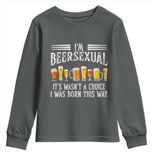 Funny Im Beersexual Youth Sweatshirt Born This Way Beer Lover Graphic