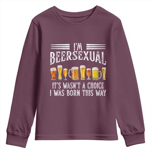 Funny Im Beersexual Youth Sweatshirt Born This Way Beer Lover Graphic