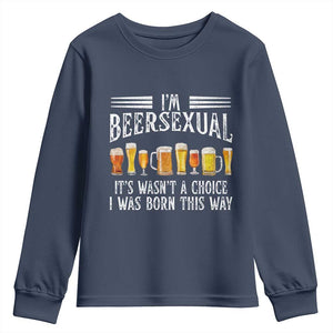 Funny Im Beersexual Youth Sweatshirt Born This Way Beer Lover Graphic