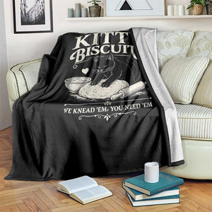 Kitty Biscuits We Knead Em You Need Em Throw Blanket Funny Black Cat Making Biscuits Baking