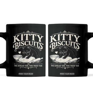 Kitty Biscuits We Knead Em You Need Em Coffee Mug Funny Black Cat Making Biscuits Baking
