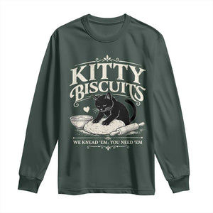Kitty Biscuits We Knead Em You Need Em Long Sleeve Shirt Funny Black Cat Making Biscuits Baking
