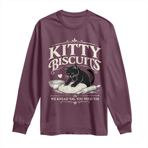 Kitty Biscuits We Knead Em You Need Em Long Sleeve Shirt Funny Black Cat Making Biscuits Baking
