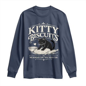 Kitty Biscuits We Knead Em You Need Em Long Sleeve Shirt Funny Black Cat Making Biscuits Baking