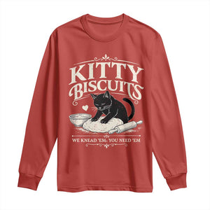 Kitty Biscuits We Knead Em You Need Em Long Sleeve Shirt Funny Black Cat Making Biscuits Baking