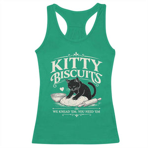 Kitty Biscuits We Knead Em You Need Em Racerback Tank Top Funny Black Cat Making Biscuits Baking