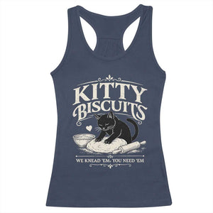 Kitty Biscuits We Knead Em You Need Em Racerback Tank Top Funny Black Cat Making Biscuits Baking