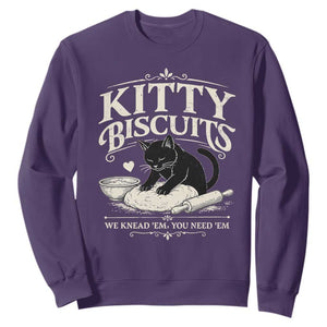 Kitty Biscuits We Knead Em You Need Em Sweatshirt Funny Black Cat Making Biscuits Baking