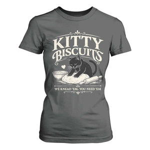 Kitty Biscuits We Knead Em You Need Em T Shirt For Women Funny Black Cat Making Biscuits Baking