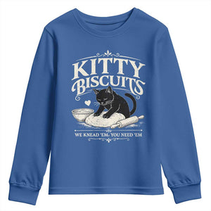 Kitty Biscuits We Knead Em You Need Em Youth Sweatshirt Funny Black Cat Making Biscuits Baking