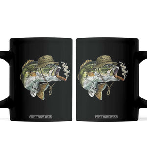 Funny Smoking Bass Fish Coffee Mug Bass Fishing Lover Graphic