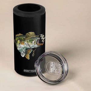 Funny Smoking Bass Fish 4 in 1 Can Cooler Tumbler Bass Fishing Lover Graphic TS12 Print Your Wear