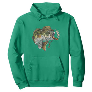 Funny Smoking Bass Fish Hoodie Bass Fishing Lover Graphic