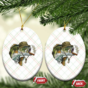 Funny Smoking Bass Fish Ceramic Ornament Bass Fishing Lover Graphic