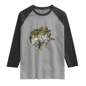 Funny Smoking Bass Fish Raglan Shirt Bass Fishing Lover Graphic