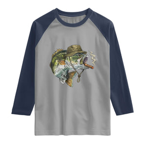 Funny Smoking Bass Fish Raglan Shirt Bass Fishing Lover Graphic