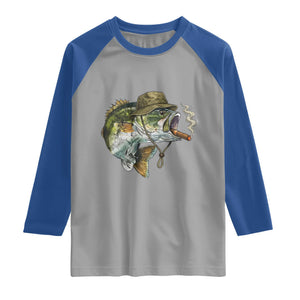 Funny Smoking Bass Fish Raglan Shirt Bass Fishing Lover Graphic