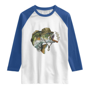 Funny Smoking Bass Fish Raglan Shirt Bass Fishing Lover Graphic