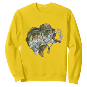 Funny Smoking Bass Fish Sweatshirt Bass Fishing Lover Graphic