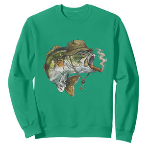 Funny Smoking Bass Fish Sweatshirt Bass Fishing Lover Graphic