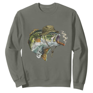 Funny Smoking Bass Fish Sweatshirt Bass Fishing Lover Graphic