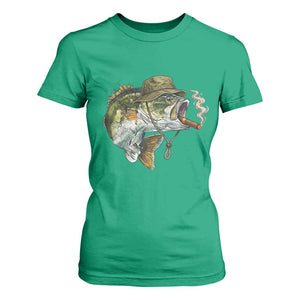 Funny Smoking Bass Fish T Shirt For Women Bass Fishing Lover Graphic