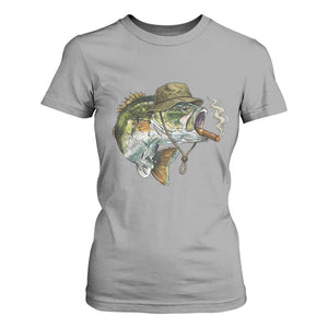 Funny Smoking Bass Fish T Shirt For Women Bass Fishing Lover Graphic
