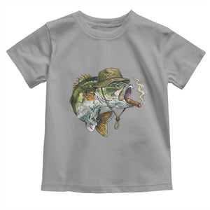 Funny Smoking Bass Fish Toddler T Shirt Bass Fishing Lover Graphic TS12 Sport Gray Print Your Wear