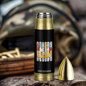 Funny Striped Teacher Back To School Bullet Tumbler Here We Go Again Welcome Back