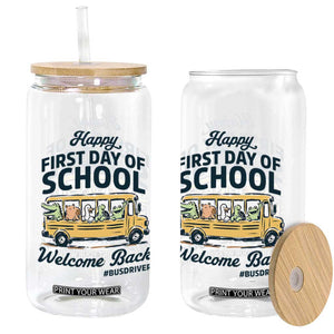 School Bus Driver Gift Glass Can Happy First Day Of School