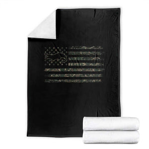 Alligator Hunting Camo American Flag Throw Blanket Louisiana Bayou Hunter Gift